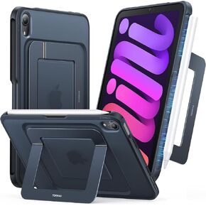 TORRAS for iPad Mini 7 Case, iPad Mini 6 Case, Ultra Stable Stand, Multiple Adjustable Viewing Angles, Slim Protective Kickstand Cover, Translucent iPad Mini 7th Case with Pencil Holder, Black