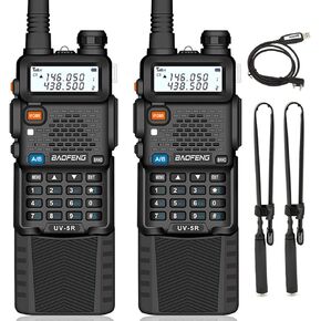 Baofeng 2 Pack UV-5R Plus 8W Ham Radio Dual Band VHF/UHF Amateur Two Way Radio Handheld Long Range Walkie Talkies for Adults with Tactical High Gain Antenna, Programming Cable, Earpiece
