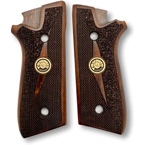 for Taurus PT59, PT92, PT99, PT100, PT101, PT917 Wooden Grips, Smooth Grips Handmade Birthday Newyear Sport for Men & Veterans (Taurus - Dark Brown)