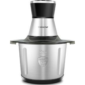 AMZCHEF Powerful Food Chopper Electric with S/S Bowl (12 Cup) & 2 Speed Modes, Electric Food Processor with 6 Sharp Blades Meat Grinder Vegetable Chopper for Family & Baby Use,500W