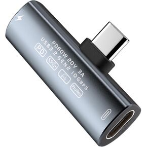 USB C Splitter, Dual USB C Headphone and Charger Adapter with PD 60W Fast Charging Compatible with iPhone 16/15 Series, iPad, Galaxy S24/S23 and More