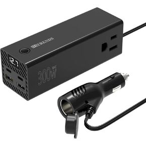 HITRENDS 300W Car Power Inverter Dual DC 12V to 110V AC Car Power inverters with PD 36W USB-C & 24W USB-A, Car Plug Converter with Switch and Current LCD Screen