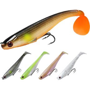 TRUSCEND Pre-Rigged Soft Fishing Lures, Well-Made Easy Catching Lures for Family Fishing, Great Action Swimbaits with Spinner, All-Conditions Fishing Gear for Bass Trout Walleye, Crappie Fishing Jigs