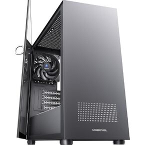 Micro ATX Case, Opening Tempered Glass Door MATX PC Case, Integrated Panel Design Computer Case, Pre-Install 1 Non-LED Fan, USB 3.0 Gaming PC Case, Black,625