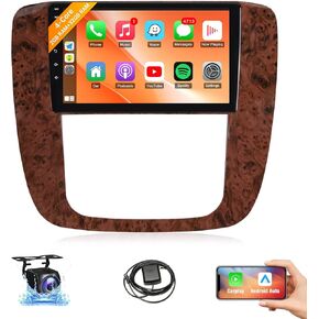 Car Radio for Chevrolet Chevy Silverado Tahoe Suburban GMC Yukon 2007 2008 2009 2010 2011 2012 Stereo with Wireless Carplay Android Auto - 9" Touch Screen Headunit GPS Navi WiFi BT SWC Camera + CANBUS