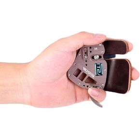 BICASTER Archery Finger Tab - Left Handed Genuine Leather + Aluminum Plate Adjustable for Recurve Bow