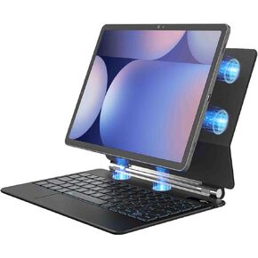 for Samsung Galaxy Tab S10+ /S9+ /S9 FE+ /S8+ /S7+ /S7 FE Case with Keyboard Floating Cantilever Stand with Multi-Touch Trackpad Pen Holder Backlit (White, 12.4 inch - S10+/S9+/S9 FE+/S8+/S7+/S7 FE)