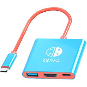 JUEJUEZI Switch Dock for Nintendo Switch/OLED, 3IN1 USB C to HDMI Adapter Cable for Nintendo Switch Dock, Portable Switch Docking Station for Nintendo Switch and Switch OLED, 4K @60Hz