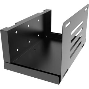 JINGCHENGMEI Wall Mount CPU Holder with Safety Straps- Metal Computer Tower Mounting Bracket for Desktop PC, Adjustable Width 4.8in to 8.3in, Black