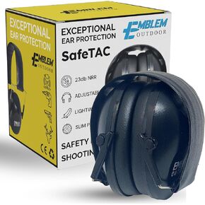 SafeTAC Shooting Ear Protection for Gun Range. Safety Hearing Protection Ear Muffs and Noise Cancelling Headphones Kids. Effective Ear Muffs for Noise Reduction - Black (1 Pack)