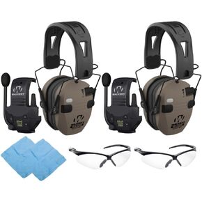 Walker's Razor Slim Quad Electronic Earmuffs Bundle Crosshair Sport Shooting Glasses