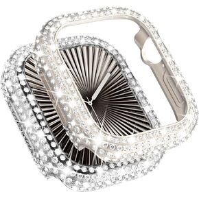 Wingle 2 Pack Bling Case for Apple Watch Series 10 42mm Bumper Case, Full Diamond Rhinestone Protective Face Cover Apple Watch 10 42 mm Shockproof Protector Crystal Women Dressy iWatch Starlight/Clear