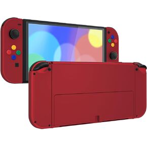 eXtremeRate DIY Full Set Shell Buttons for Nintendo Switch OLED, Soft Touch Replacement Console Back Plate & Kickstand, Custom Case Housing for Nintendo Switch OLED JoyCon Controller - Vampire Red