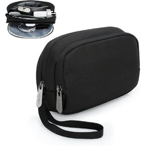 Travel Cord Organizer Tech Pouch, Electronic Organizer Case, Portable Waterproof Dual Compartment Electronic Accessories Bag for Charger, Cable, Phone, Earphone, Hard Drive, Power Bank, Black