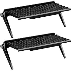WALI TV Top Shelf 2 Pieces, 12 Inch Adjustable Monitor Top Shelf Holds Up to 13.2lbs, TV Screen Top Storage Shelf Screen Shelf TV Shelf for Cable Box Media Box Router DVD, Black (TSP002-2B)
