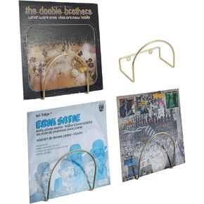 MyGift Modern Wall Mounted Metal Wire Vinyl LP Record Storage Holder with Brass Plated Finish, Album Sleeve Display Rack, Set of 4