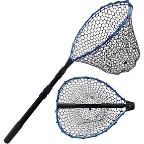 Telescoping Fishing Nets Lightweight Rubber Fish Net Durable with Non-Slip Grip - Freshwater and Saltwater (Blue/Red) Fishpond Large Fish Net