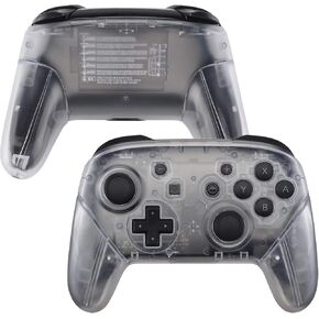 eXtremeRate Transparent Clear Faceplate Backplate Handles for Nintendo Switch Pro Controller, DIY Replacement Grip Housing Shell Cover for Nintendo Switch Pro - Controller NOT Included