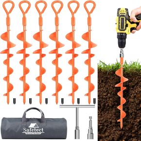 Ground Anchors Screw in 15 Inch, Heavy Duty Earth Anchor Stakes Kit for Trampoline, Camping, Canopies, Tents, Securing Animals, Swing Set Anchors, 6 Pack Tent Stakes
