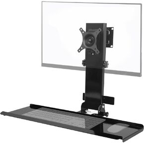 Monitor Wall Mount with Foldable Keyboard Tray, Height Adjustable Monitor Holder Fits 17"-32" Monitor Screens - VESA Standard Wall Mount - 26" Wide Platform with Curved Edges for Keyboard and Mouse