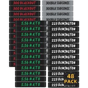 48 Pack Magsaddle Magazine Marking Bands 5.56 NATO, 223 Remington, 300 Blackout, 300BLK Subsonic Ammo Caliber Label Identification Marker Holster Accessories