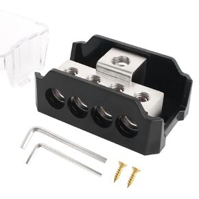3 Way Power Distribution Block Car Audio Splitter 1x 0 Gauge Input / 3X 4 Gauge Output Ground Distribution Block Amp for Automotive Car Truck Boat Marine, 1PC