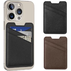 Miroddi 2Pack Adhesive Phone Wallet, Phone Card Holder Stick On, Leather Phone Pocket, Credit Card Holder for Phone, Card Wallet Compatible with Most Smartphones, Fit 3 Cards (Black+Blue)