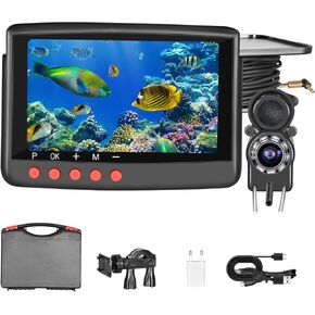 Fish Finder Underwater Fishing Camera 5 Inch Upgraded HD 4K Display Ice Fishing Camera Underwater 8 IR Lights Night Vision Portable Boat Fishing Finder