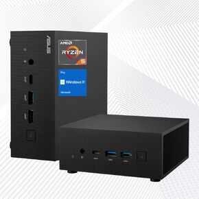 ASUS ExpertCenter Pro AI Mini Desktop, AMD Ryzen 5 7535HS, 16GB DDR5 RAM, 512GB SSD, HDMI, Display Port, RJ45, Wi-Fi 6, Windows 11 Pro, Black, Support AI/8K/Gaming