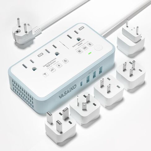 International Power Adapter 100-240V to 110V Voltage Converter 2000W Max with 4-Port USB Charging, Type A/B/C/E/F/G/I Universal Travel Adapter Plugs for Europe, UK, China, Australia, Japan, Africa, US in Kuwait