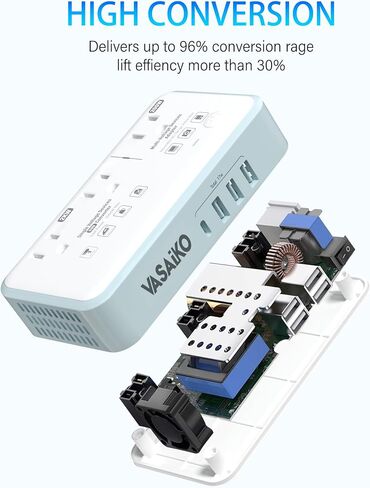 International Power Adapter 100-240V to 110V Voltage Converter 2000W Max with 4-Port USB Charging, Type A/B/C/E/F/G/I Universal Travel Adapter Plugs for Europe, UK, China, Australia, Japan, Africa, US in Kuwait