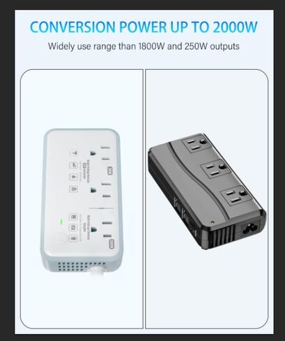 International Power Adapter 100-240V to 110V Voltage Converter 2000W Max with 4-Port USB Charging, Type A/B/C/E/F/G/I Universal Travel Adapter Plugs for Europe, UK, China, Australia, Japan, Africa, US in Kuwait