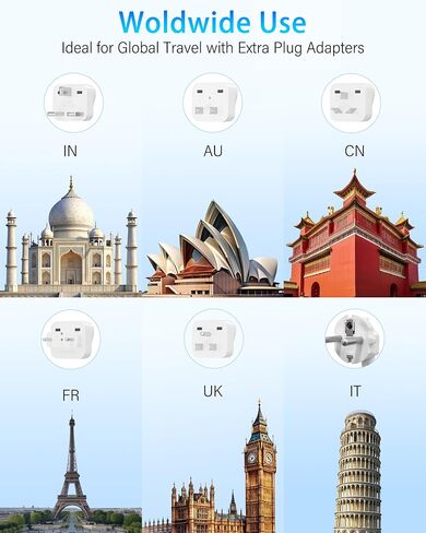 International Power Adapter 100-240V to 110V Voltage Converter 2000W Max with 4-Port USB Charging, Type A/B/C/E/F/G/I Universal Travel Adapter Plugs for Europe, UK, China, Australia, Japan, Africa, US in Kuwait