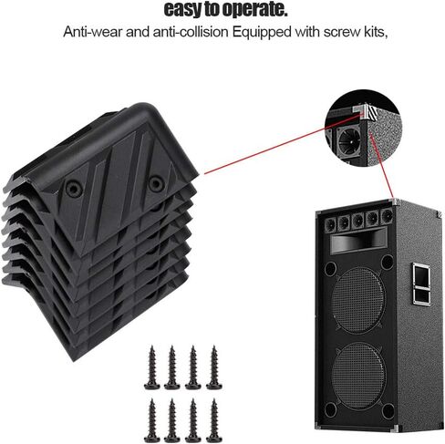 8PCS Thickening Speaker Corner Protector Plastic Rightangle Wrap Angle with Screw Kits Black, HighQuality Material, AntiWear, AntiCollision, Suitable for Stage Professional Speaker in Saudi Arabia