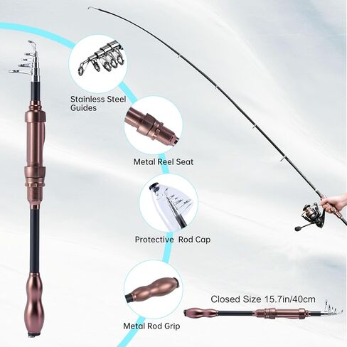 غوتور قضيب الصيد والكراهية مجموعات الصيد-عمود الصيد القطب غزل السحر مع حقيبة الناقل ، مجموعة صيد الصيد تلسكوبي للسفر للمياه المالحة العذبة الصيد الأسماك هدية هدية in Kuwait