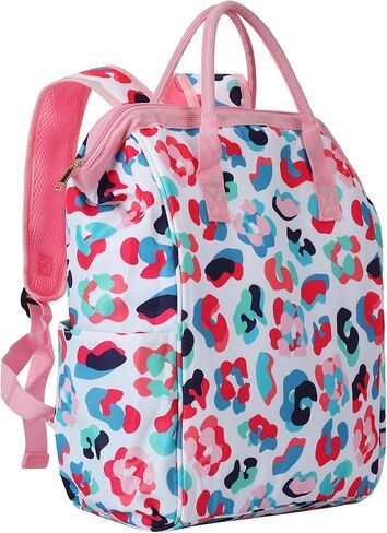 حقائب ظهر للظهر برودة Women Leak Leak Proof Propack Pass Cooler Bass خفيفة الوزن على ظهر الغداء الناعم مع مقصورة أكثر برودة ، وبرودة نبيذ للتخييم ، 24 علبة ....... (Leopard-D) in Kuwait