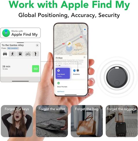 Air tag Tracker Bluetooth Item Finder, Compatible with Apple Find My APP (iOS Only) Suitable for Luggage, Bags, Wallets, Backpacks,Keys Finder,1 Black and1 White in Saudi Arabia