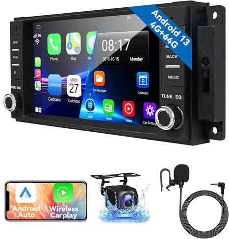 4G+64G Android 13 Car Stereo لجيب Wrangler JK Radio Dodge RAM 1500 مع Carplay Wireless و Android Auto ، شاشة تعمل باللمس 7 بوصة لجيب JK Stereo مع WiFi GPS Mavigation FM Radio+AHD Camera in Kuwait