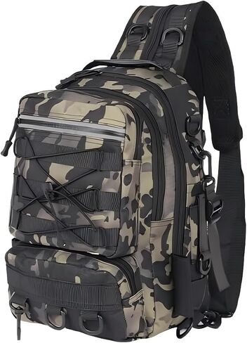 Fishing Tackle Backpack with Rod & Gear Holder High-performance Backpack Multifunctional Bag for Camping, Hiking, Fishing Gifts for Men Father (grey camo) in Saudi Arabia
