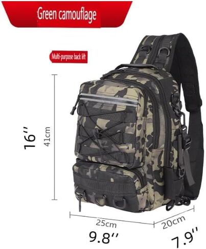 Fishing Tackle Backpack with Rod & Gear Holder High-performance Backpack Multifunctional Bag for Camping, Hiking, Fishing Gifts for Men Father (grey camo) in Saudi Arabia