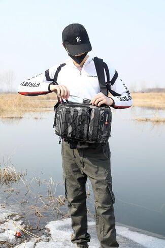 Fishing Tackle Backpack with Rod & Gear Holder High-performance Backpack Multifunctional Bag for Camping, Hiking, Fishing Gifts for Men Father (grey camo) in Saudi Arabia