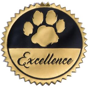 PaperDirect Deluxe Embossed Excellence Gold and Blue Foil Certificate Seals, 2 Inch, Self Adhesive, 100 Count, Embossed Seals for Certificates, Achievement Award Stickers for School, Work, Diploma