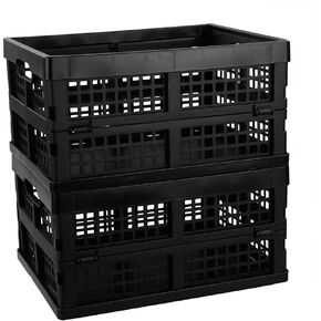 Saedy 16 Liter Black Folding Storage Crates, Collapsible Crate Plastic Basket Bins, 2 Packs