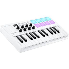 25-Key MIDI Control Keyboard Mini Portable USB Keyboard MIDI Controller with 25 Velocity Sensitive Keys 8 RGB Backlit Pads 8 Knobs