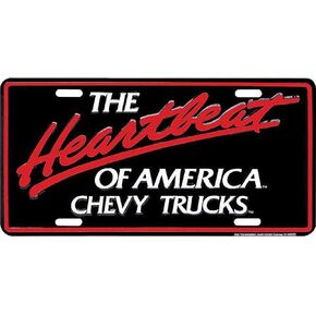 Parody License Plate | Chevy Truck Heartbeat | 12" x 6" Decorative License Plate | Decoration Plate for Vehicle/Wall | Man Cave Decorations | Made in The USA