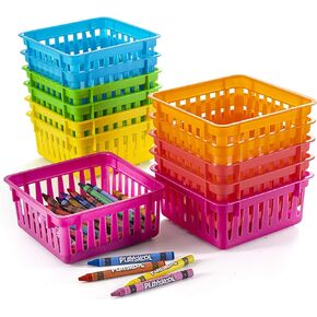 PREXTEX Classroom Storage Baskets Crayon and Pencill Container - Classroom Organization - Crayon Holder - Storage Basket, Shelf & Desk Organizer - Classrooms, Office Desk, Small Desk, and Toy Storage