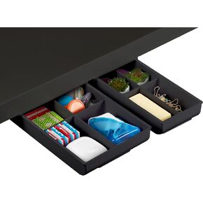 Bostitch Konnect Under Desk Drawer, Self-Adhesive Slide Out Storage Organizer with 4 Customizable Dividers, 2-Pack