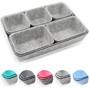 Felt Drawer Organizer Tray, 8 Pack Shallow Desk Drawer Organizer, Save Desk Space Dividers Box for Office Gadgets and Jewelry Storage (Gray)