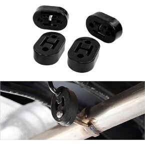 2 PCS Car Exhaust Rubber Hanger, 4-Hole High Density Muffler Exhaust Hanger, Adjustable Exhaust Pipe Support Bracket, Universal Muffler Insulator Shock Absorbent Mount Bracket (Black)