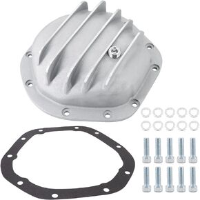 Silver Finned Dana 44 Differential Cover w/ 10 Bolts for 1966-80 Che-vy/1/2 Ton & 3/4 Ton 4WD – Front.
